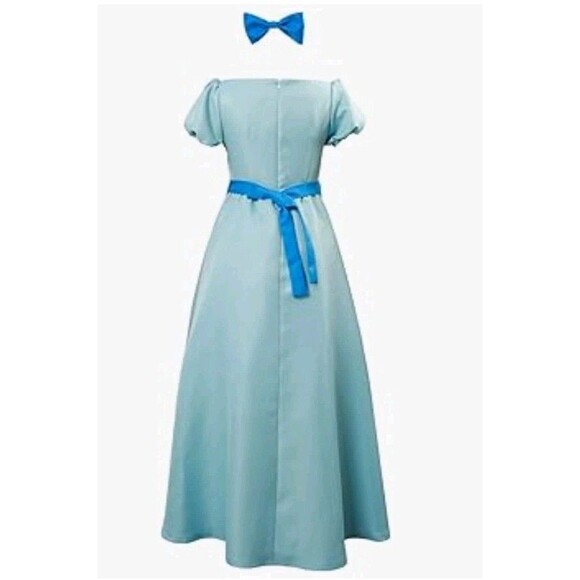 SOLD!!!Women's Blue Dress Costume Wendy Peter Pan Cosplay Blue Bow Tie Ha - Picture 4 of 7
